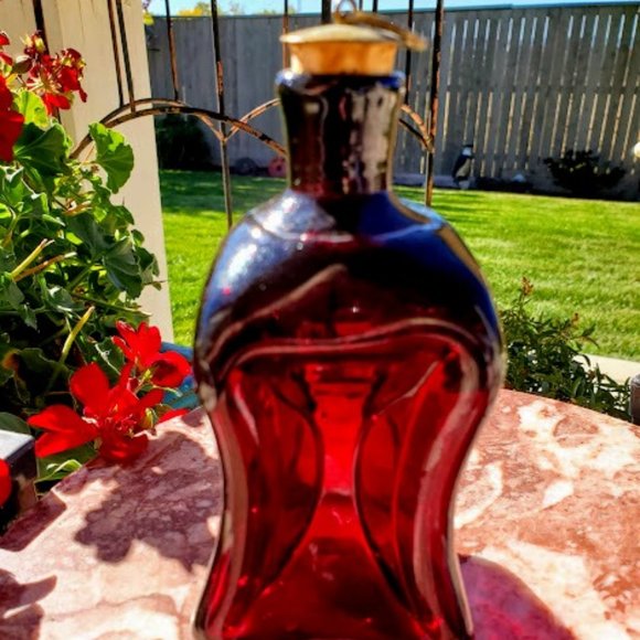 Holmegaard Other - Holmegaard Kluk Kluk Decanter Cork Metal Stopper Deep Red Blown Glass